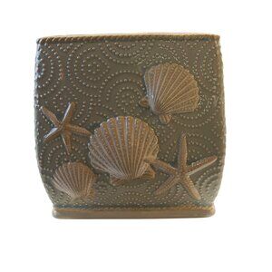 Rustic Ceramic Seashell & Starfish Embossed Tissue Box Cover